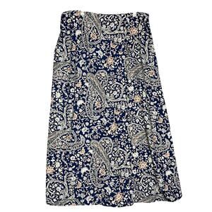 Talbots Paisley Midi Paisley Blue Skirt Size 12 Office Career